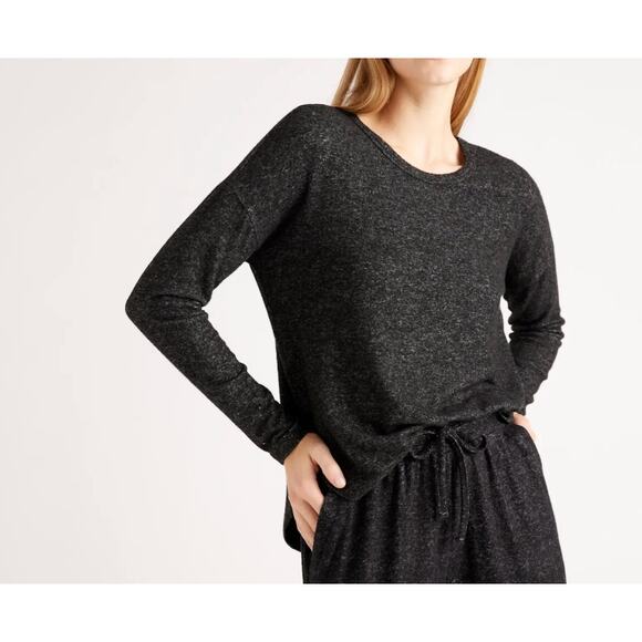 Quince Tops - Quince Women's Brushed Jersey Long Sleeve Lounge Tee Shirt Charcoal Gray Size S
